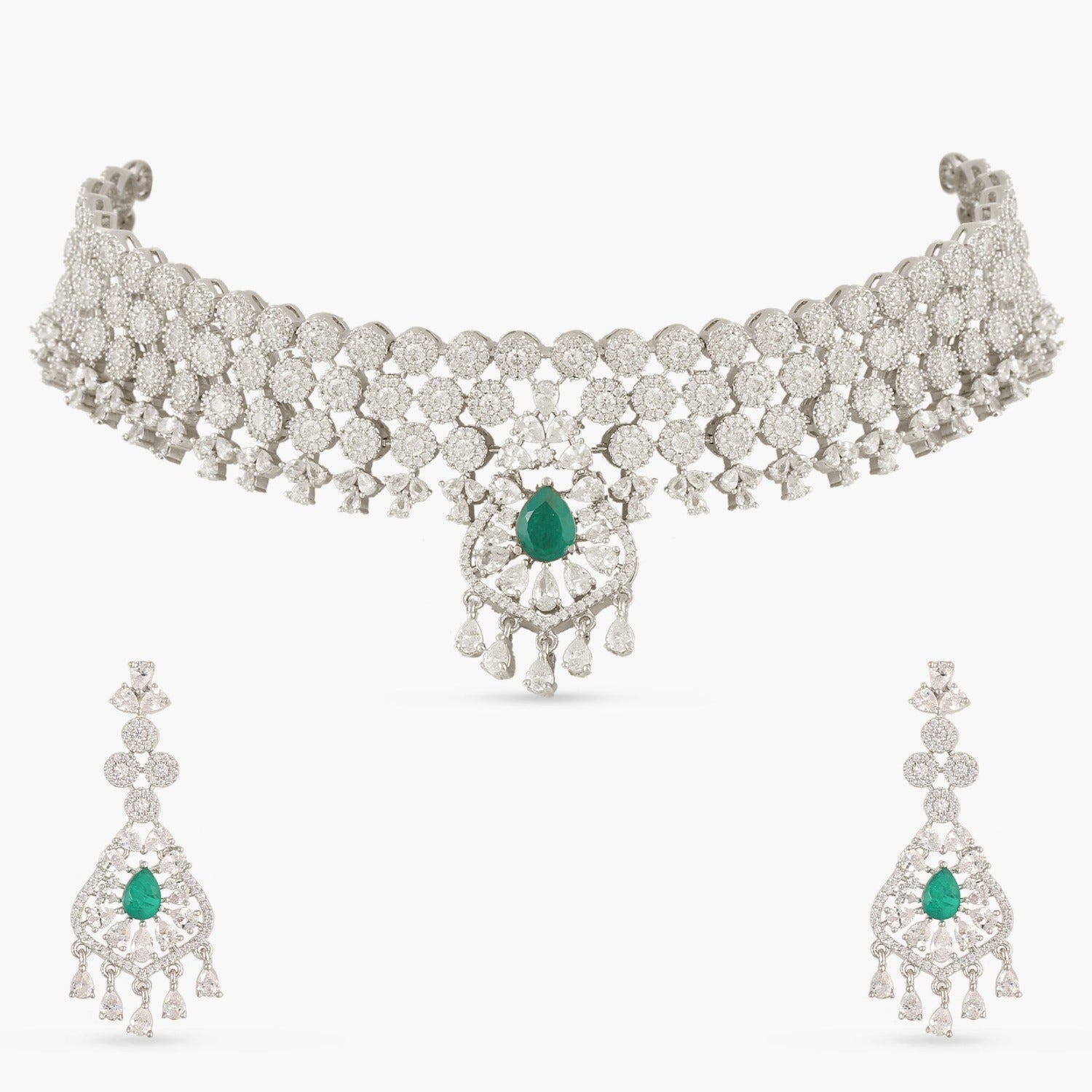 Radiant Floral CZ Choker Set