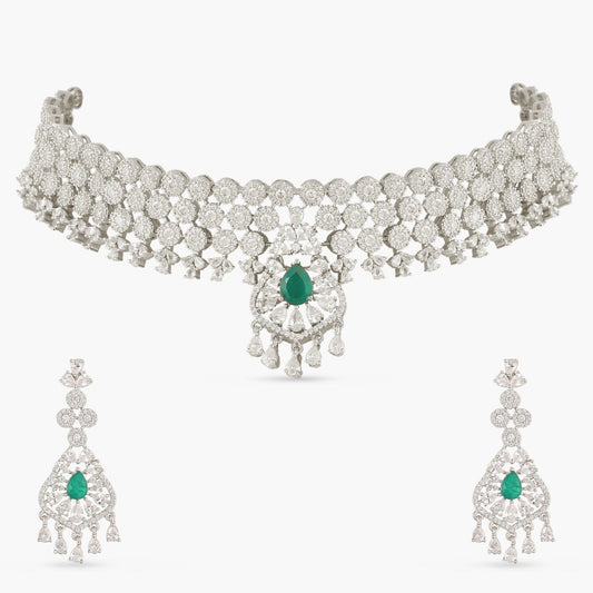 Radiant Floral CZ Choker Set